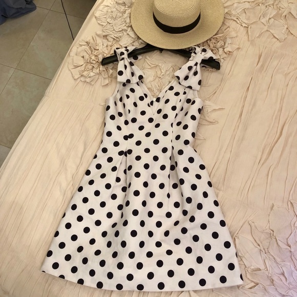 Corsage Polka Dot Bow Shoulder Dress - Picture 4 of 6